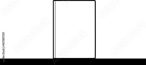 Blank book cover, placed on bookshelf for design.