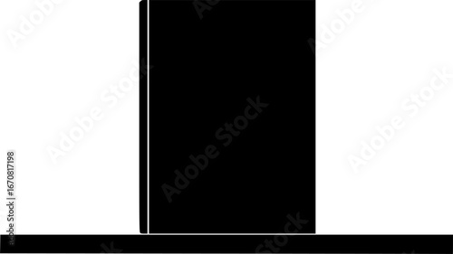 Blank book cover, placed on bookshelf for design.