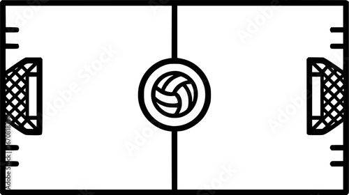Black and white silhouette of a water polo field outline, flat vector icon, perfect for aquatic sports graphics, team logos, posters, and infographics