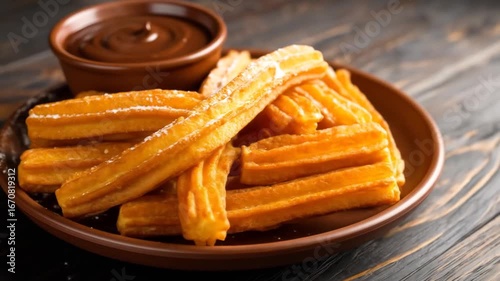 Delicious Churros with Chocolate Sauce: A Tempting Treat for Dessert Lovers and Food Enthusiasts