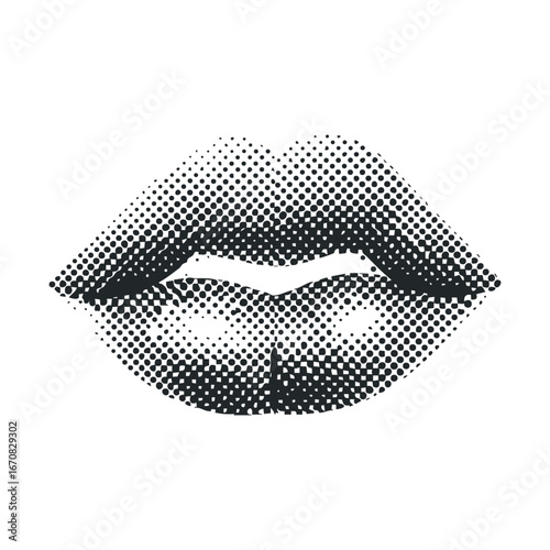 Close up view of stylized lips with a unique dotted texture