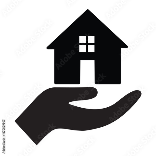 Hand Holding House Icon - Home Protection Symbol