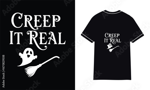 Creep It Real Funny Skull Halloween T-Shirt Design