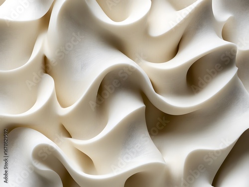 Abstract Cream Waves, Swirling 3D Texture Background