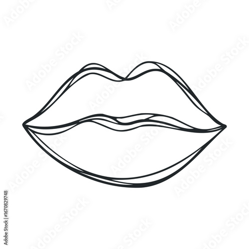 Elegant line drawing of full lips for modern decor and design