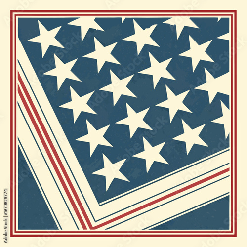 American flag design with stars and stripes on a square background