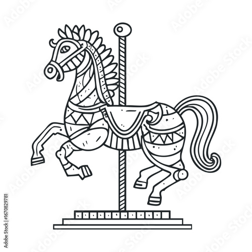 Vintage carousel horse design for carnival theme decor and crafts