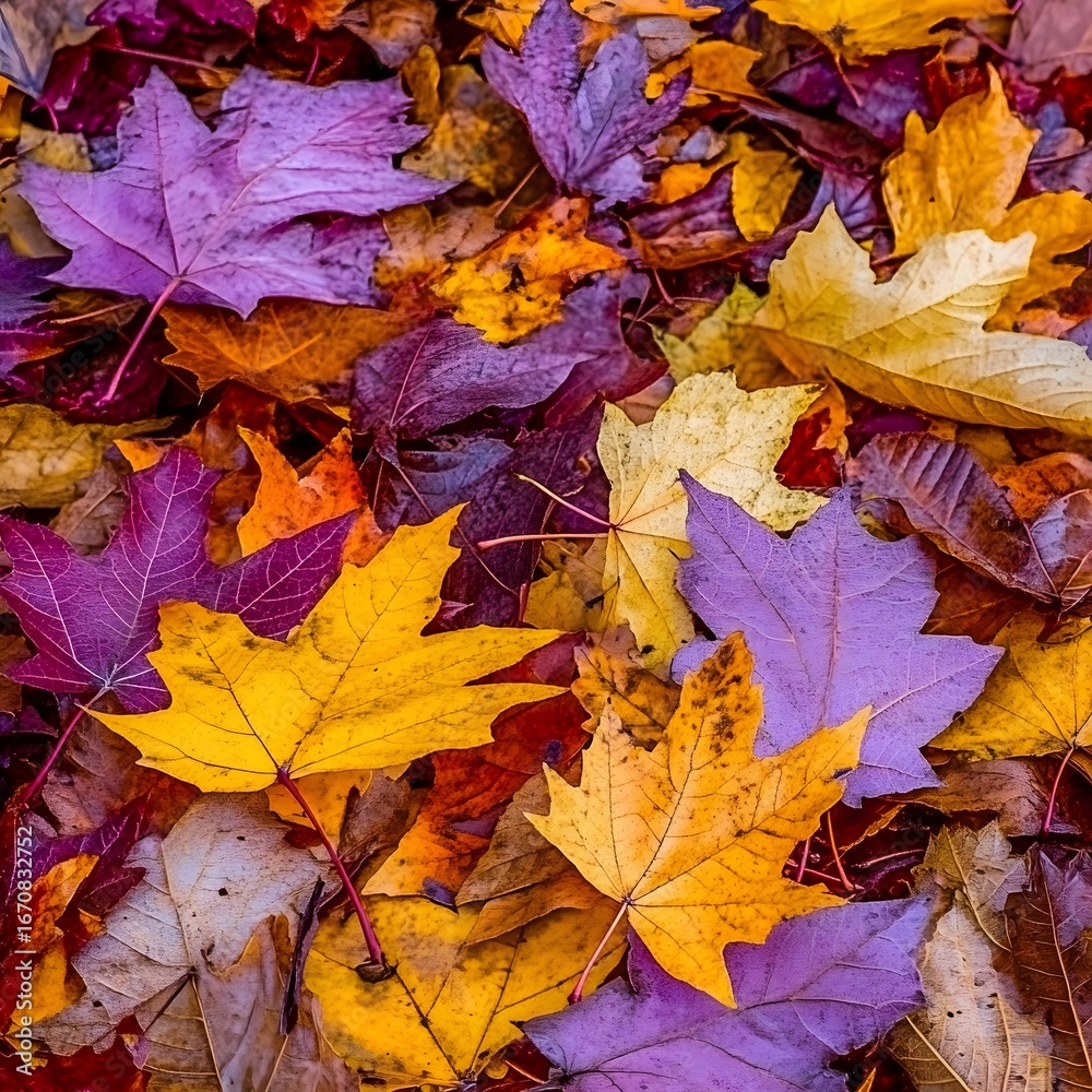 Obraz premium Vibrant Autumn Maple Leaves Ground Cover Colorful Fall Foliage