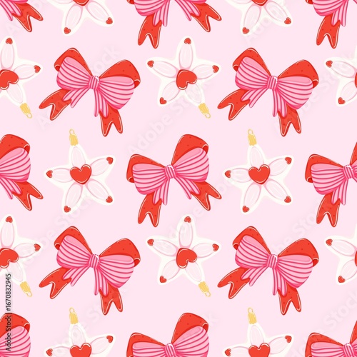 Christmas Star  and Ribbon Libby Glass Seamless Pattern Extravaganza