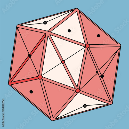 Geometric shape of a polyhedron with multiple triangular faces and vertices