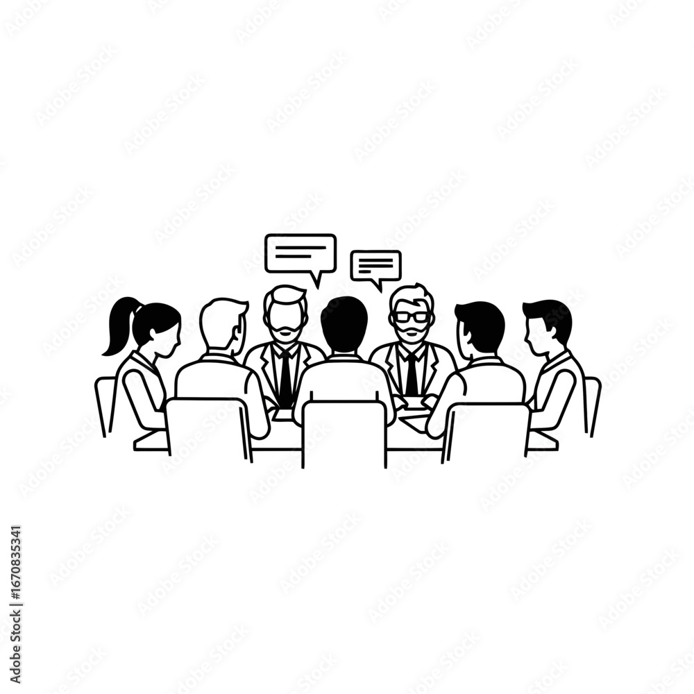 Obraz premium Business Meeting Icon Discussing Strategies Around a Table 