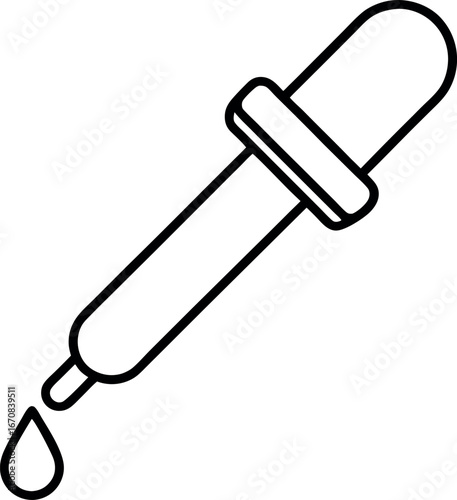 Minimalist Line Art of Medical Dropper with Liquid Droplet