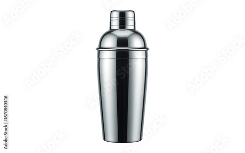 Elegant Stainless Steel Cocktail Shaker for Professional Bartending and Home Mixology Crafted with Precision and Style on White Background