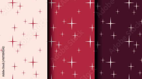 Bundle of Christmas seamless vector patterns with holiday icons. Three color palettes perfect for wrapping, invitations, and seasonal projects.