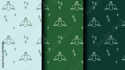 Bundle of Christmas seamless vector patterns with holiday icons. Three color palettes perfect for wrapping, invitations, and seasonal projects.