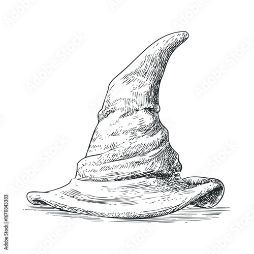 Whimsical wizard hat design for fantasy themed events and decor. Halloween vector illustration