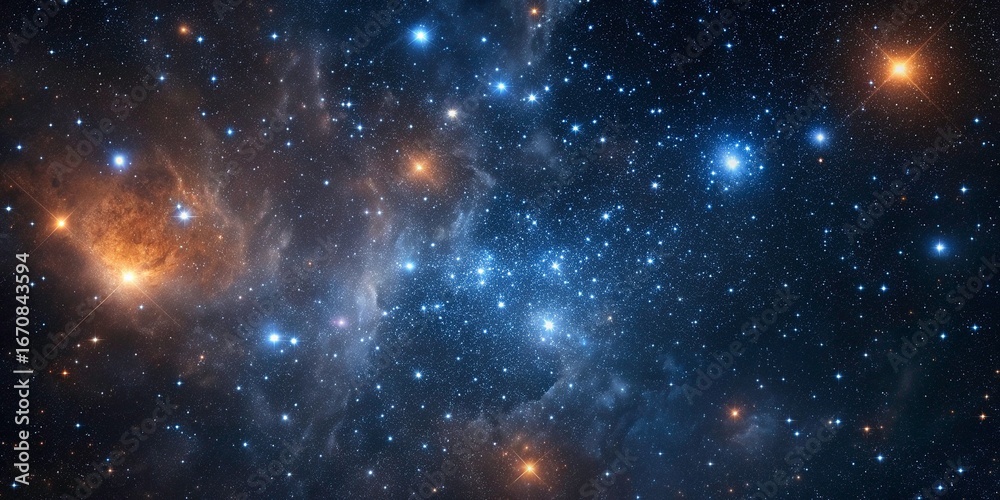 Naklejka premium Star field in deep space many light years far from the Earth.