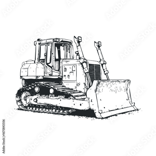 Heavy machinery bulldozer for construction projects and site work. Halloween vector illustration