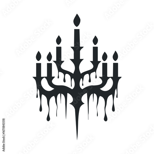 Dark elegance of a gothic chandelier design for Halloween decor. Halloween vector illustration