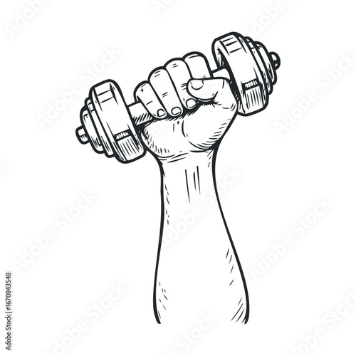Strong arm lifting dumbbell for fitness and strength training. Halloween vector illustration