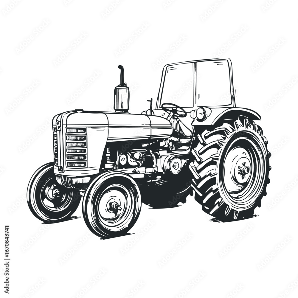 Obraz premium Vintage farm tractor design for agricultural themes and crafts. Halloween vector illustration