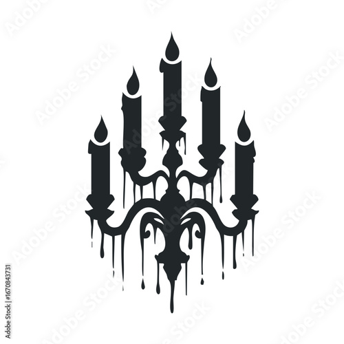 Elegant black chandelier design for interior decoration projects. Halloween vector illustration