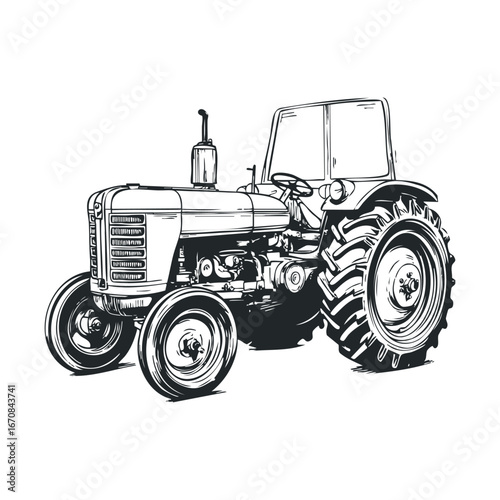 Vintage farm tractor design for agricultural themes and crafts. Halloween vector illustration