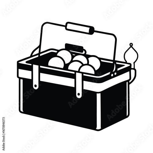 a rustic tackle box filled with fishing gear