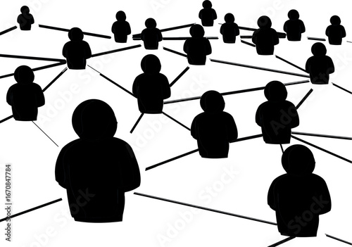 Social Network Connection of People Silhouettes