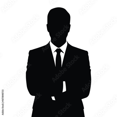 Professional silhouette of a businessman in a suit, perfect for corporate branding, marketing, and business presentations