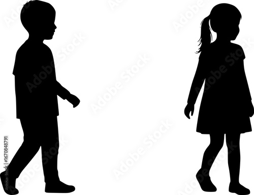 Stylish silhouettes set of children
