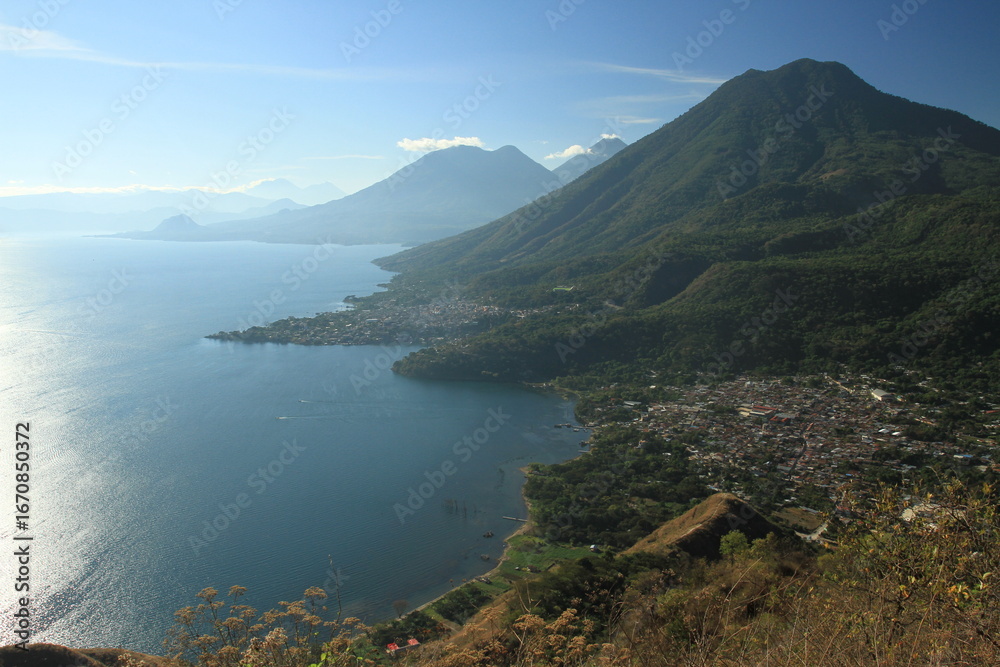 Fototapeta premium Lake Atitlan and San Juan la Laguna in Guatemala