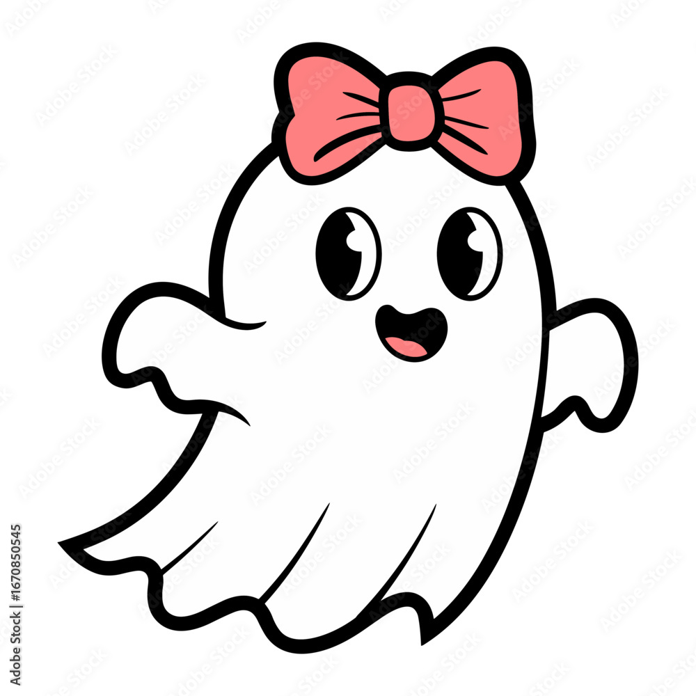 Obraz premium Cute Ghost with Coquette Bow