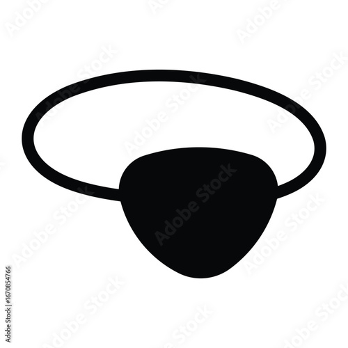 Pirate eye patch vector icon. Black silhouette symbol for costume, disguise, adventure, and Halloween design.