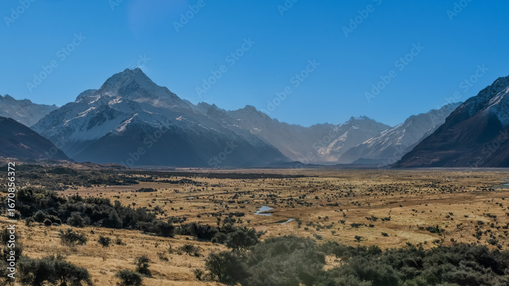 Fototapeta premium Godley River Valley, Canterbury, New Zealand