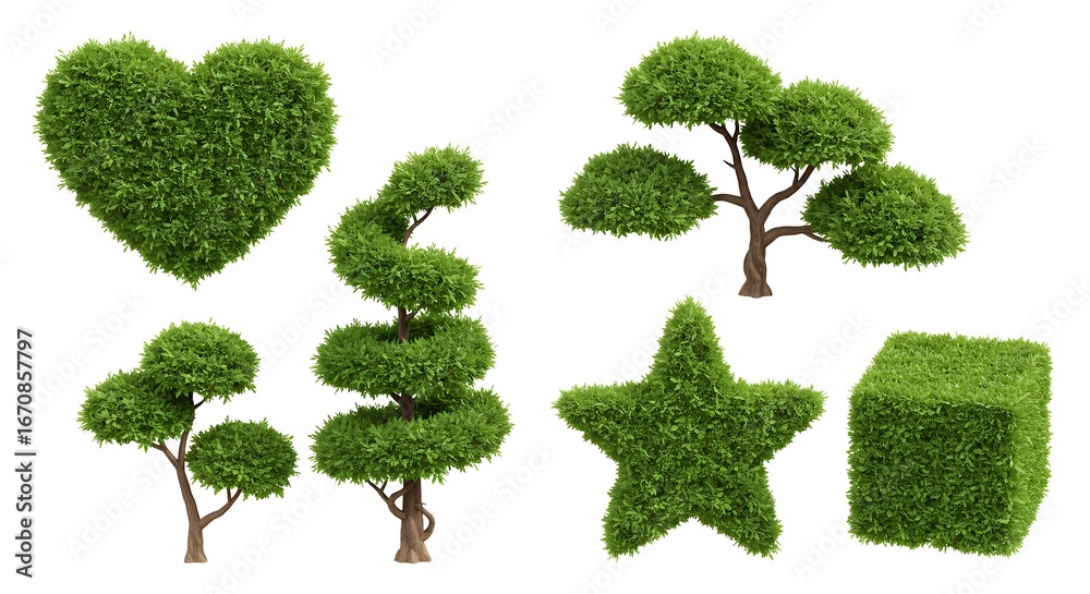 Fototapeta premium Green topiary shapes collection design art