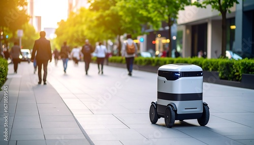 Wallpaper Mural Delivery robot city street sidewalk. Torontodigital.ca