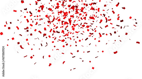 A vibrant burst of red confetti fills the air adding excitement and energy to a festive celebration in a bright environment perfect for special occasions