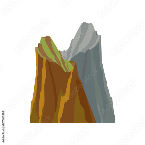 Vector illustration of a mountain range icon for outdoor adventure and travel concepts