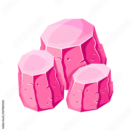 Stylized cartoon illustration of a cluster of pink magic crystal gems