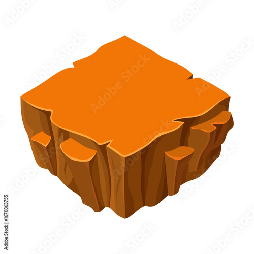Isometric Orange Rocky Terrain Floating Island Game Asset