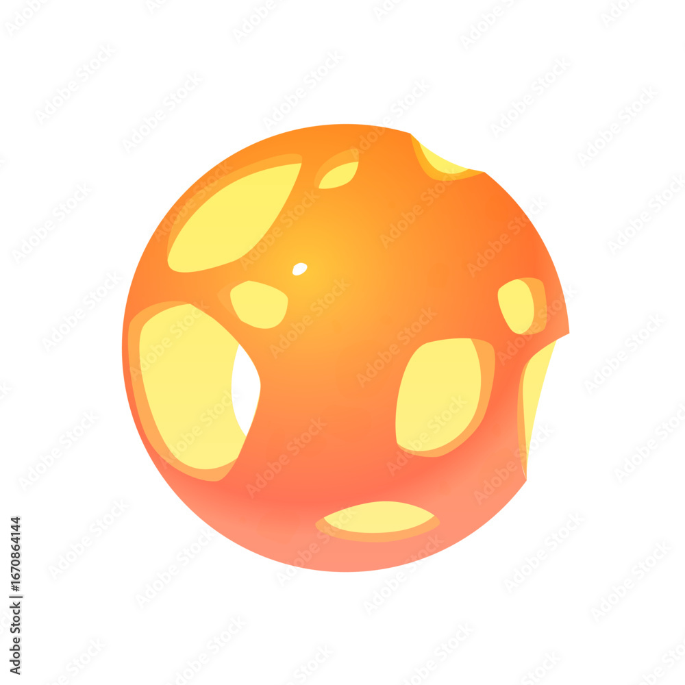 Fototapeta premium Vibrant Abstract Cosmic Sphere with Luminous Yellow Glowing Elements on a White Background