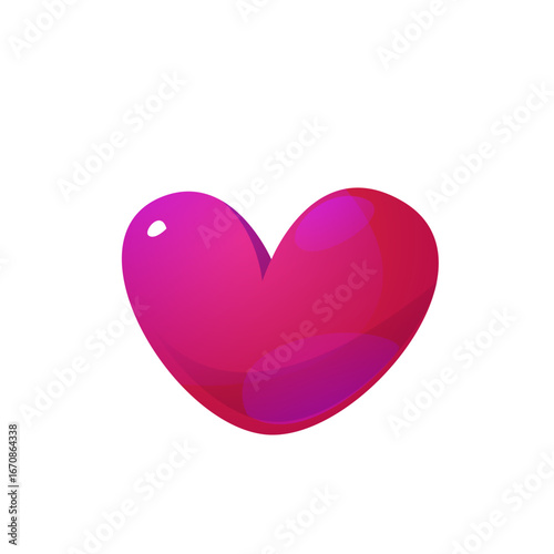 A vibrant pink heart symbolizing love and passion, isolated on a white background