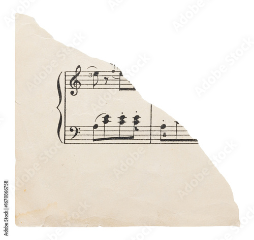 Wallpaper Mural Tear corner of music sheet, old vintage yellowed paper with notes isolated for scrapbooking Torontodigital.ca