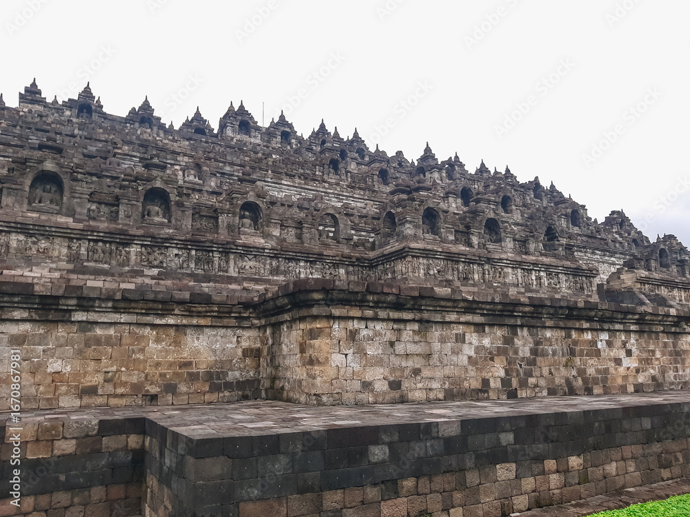Fototapeta premium Borobudur is a 9th-century Mahayana Buddhist Temple in Magelang, Central Java, Indonesia