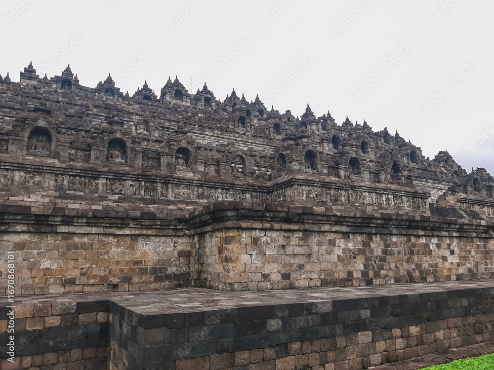 Fototapeta premium Borobudur is a 9th-century Mahayana Buddhist Temple in Magelang, Central Java, Indonesia