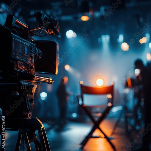 Behind-the-scenes view of a live performance or recording