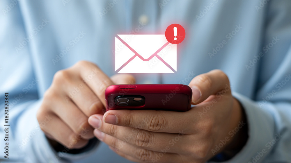 New email notification on smartphone concept for business communication and mobile marketing strategy