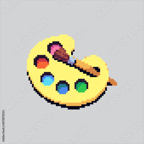 Pixel art illustration Paint Palette. Pixelated Artist Palette. Colorful Artist Paint Palette Icon pixelated for the pixel art game and icon for website and video game. old school retro.
