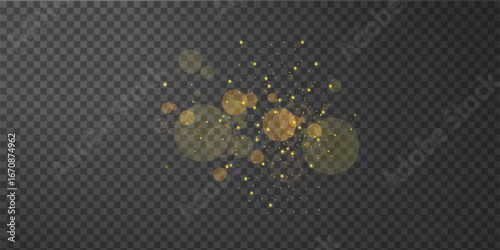 Sparkle glitter dust bokeh with glowing festive shine and golden particle effect design